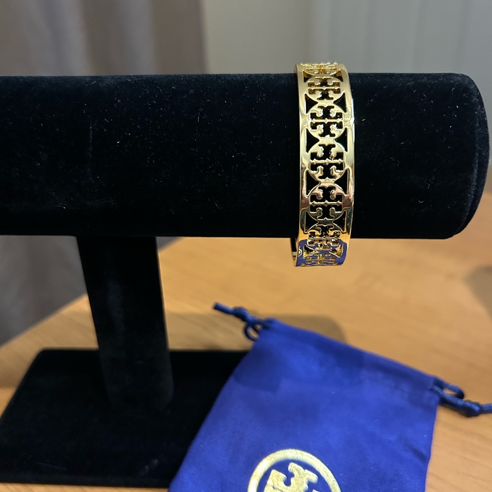 Tory Burch Gold Logo Cuff Bracelet